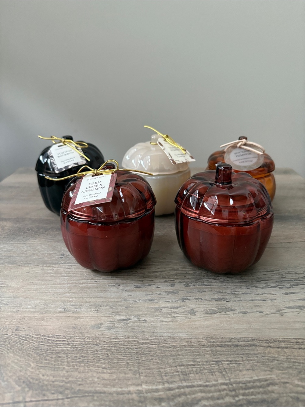 Lot of 5 Target Assorted Glass Pumpkin Candles